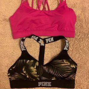 Lot of sports bras, workout tops and shorts